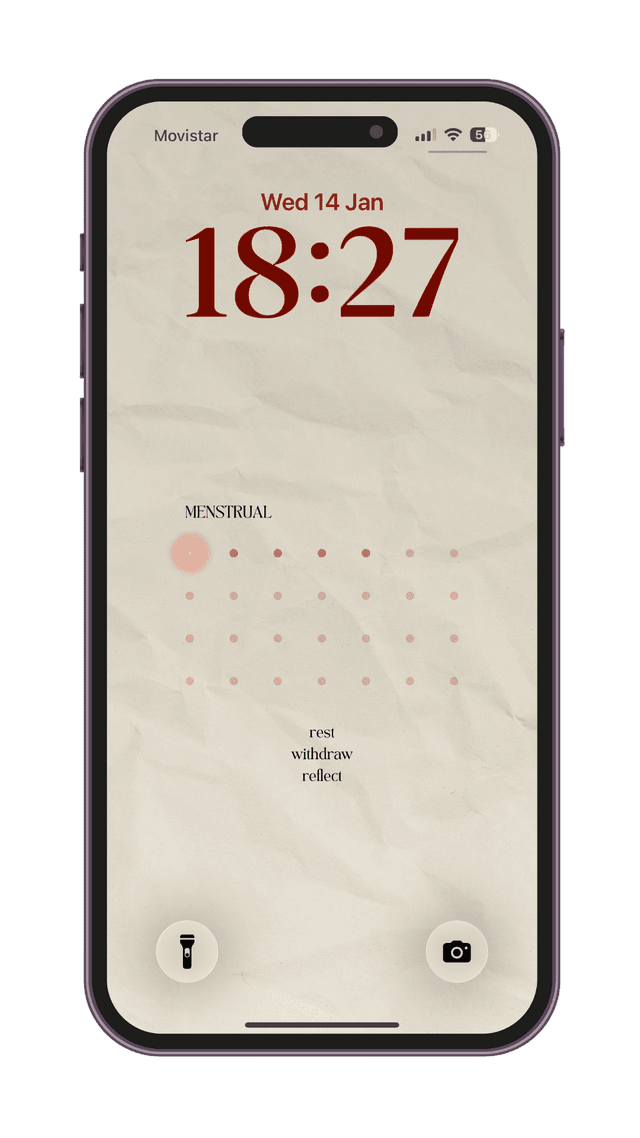 iPhone showing cycle calendar wallpaper